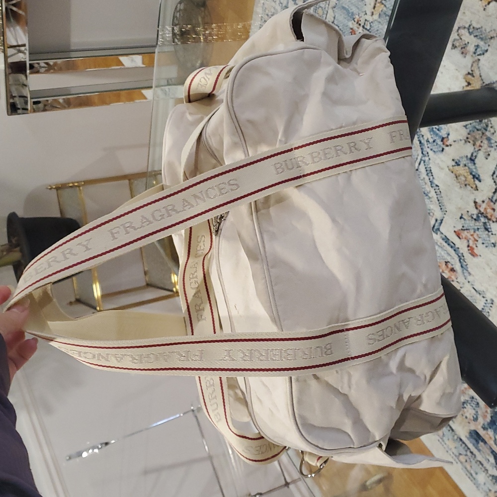 Burberry Vintage Duffel Shoulder Gym Weekender Travel Bag - Picture 5 of 11